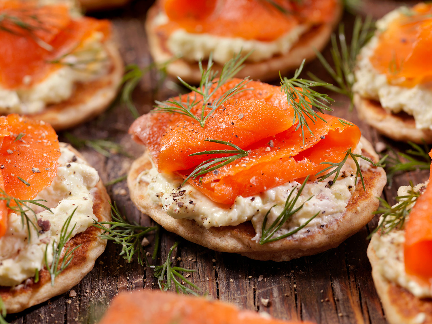 Smoked Salmon Bilini with Avocado Cream Cheese